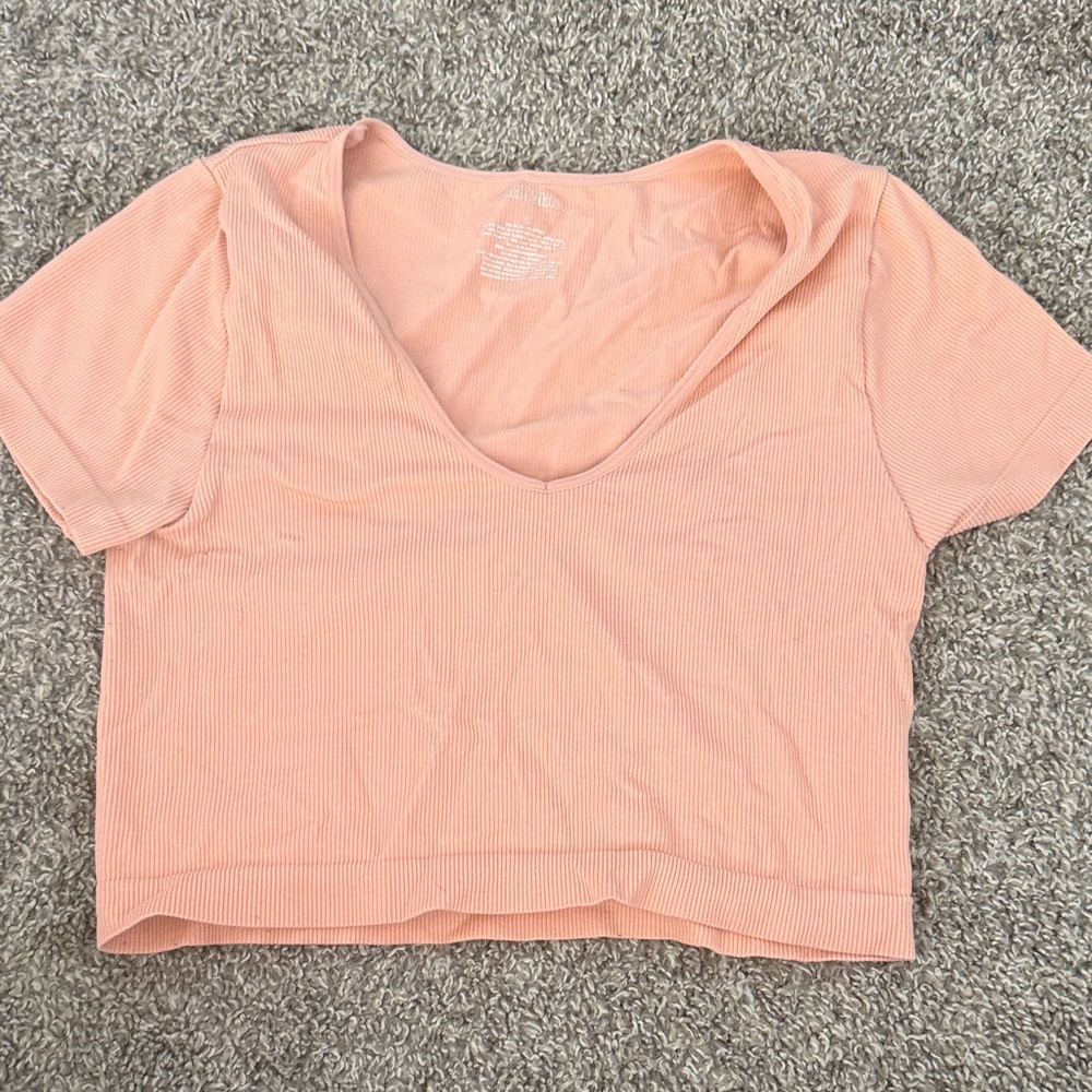 Peach V-Neck Women's Top